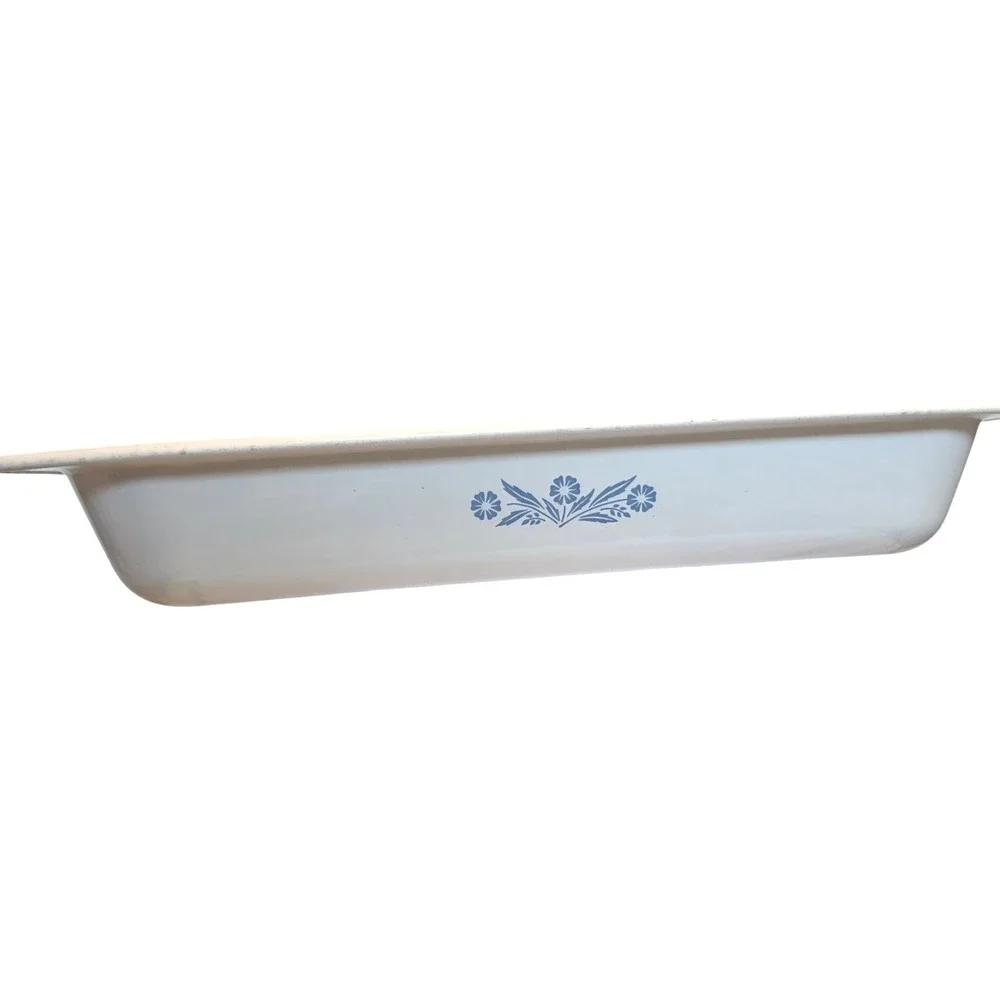 Corning Ware Blue Cornflower P-7N Roaster‎ Pan Vintage White Pyroceram 16 inch